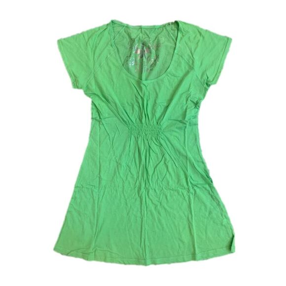 Da-Nang XS Green Cotton Smocked Cap Sleeve Top NWT 100% Cotton Scoop Neck - Picture 1 of 5